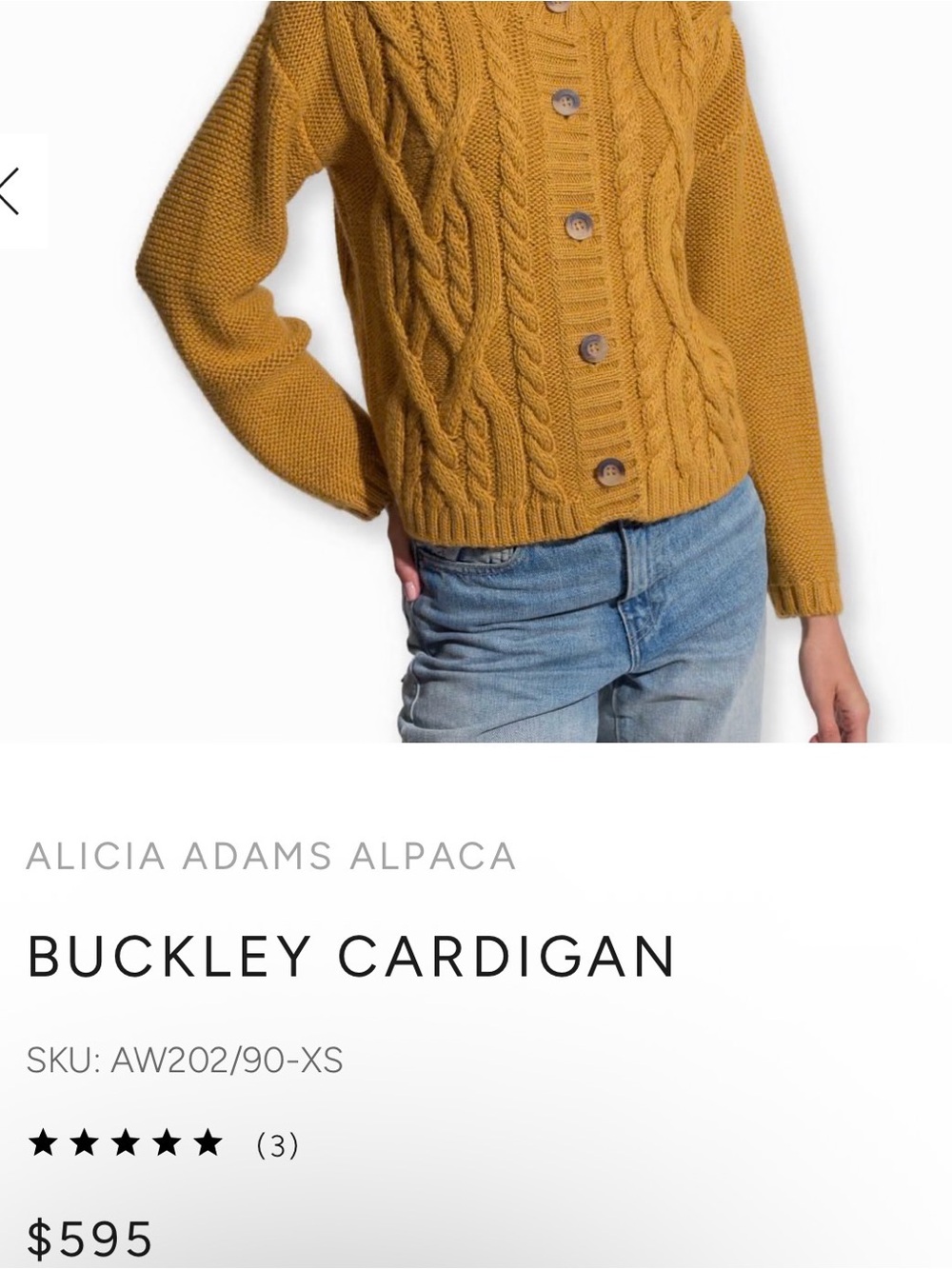 NWT alicia adams alpaca buckley cardigan ochre gold retail $595! - Picture 3 of 5